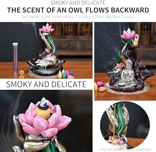 Waterfall Incense Burner with Lotus Design
