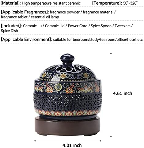 ISSNW Ceramic LED Incense Holder with Simulated Flames