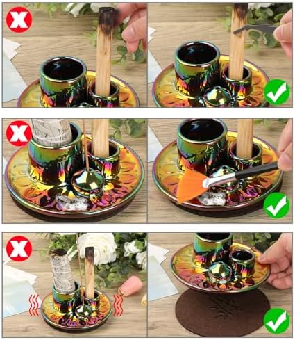 JUXYES 4 in 1 Ceramic Incense and Candle Holder