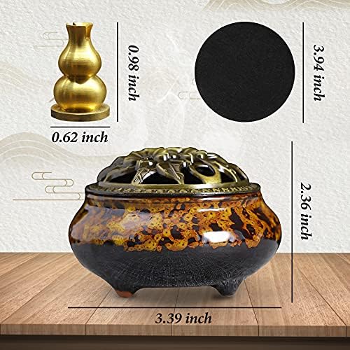 MENGSIYU Incense Cone Burner with Metal Holder and Fireproof Cotton