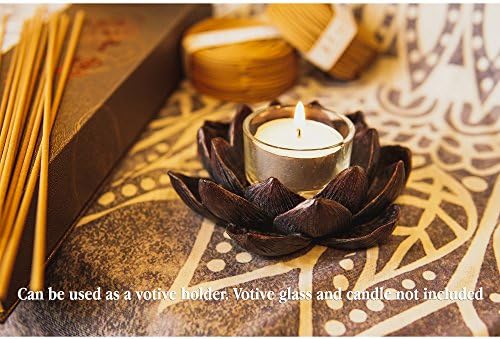 Lotus Incense Burner and Votive T-Light Candle Holder for Meditation and Buddha Decor