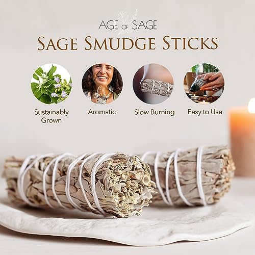 Age of Sage White Sage Smudge Sticks 3 Pack 4 Inch Long