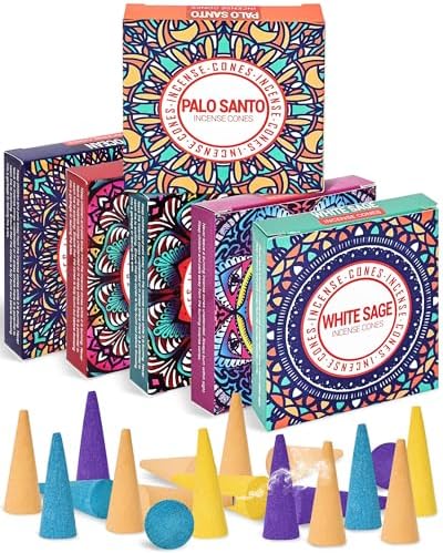 Incense Cones Set - Lavender Jasmine Sandalwood Palo Santo Rose White Sage