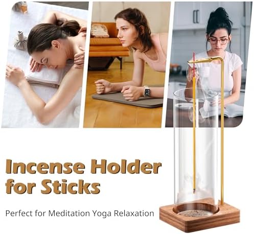 Incense Stick Holder with Glass Ash Catcher 2 Pack