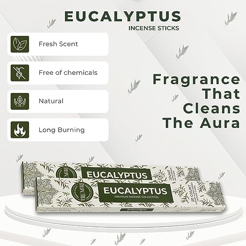 Eucalyptus Incense Sticks - 40 Sticks Dual Pack for Home Use