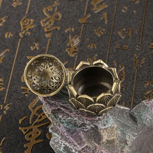 2Pcs Mini Brass Lotus Flower Incense Holder Decor