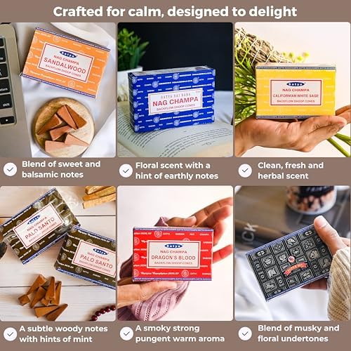 TRUMIRI Variety Pack Backflow Incense Cones for Waterfall Fountain - Pack of 6