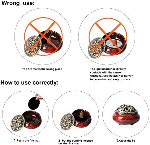 Ceramic Incense Burner with Lid and Brass Holder