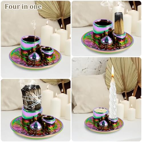 4-in-1 Ceramic Incense Burner Holder for Palo Santo and Sage