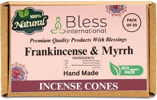 Bless International Frankincense Myrrh Natural Incense Cones 20 Count