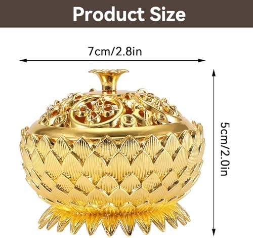 Vintage Lotus Incense Holder Bowl - Gold Finish