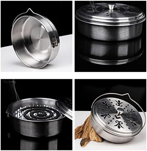 2 Portable Mosquito Coil Holders with Handle Fireproof Incense Burner for Home Silver