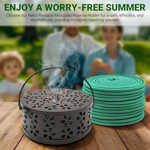 Mosquito Coil Holder with 24 Citronella Coils Portable and Indoor Outdoor Use