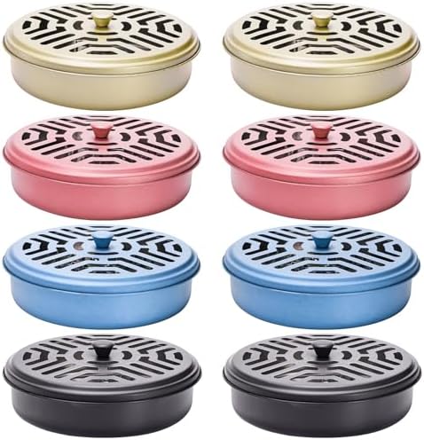 Elsjoy 8 Pack Mosquito Coil Holders Stainless Steel Portable Burners