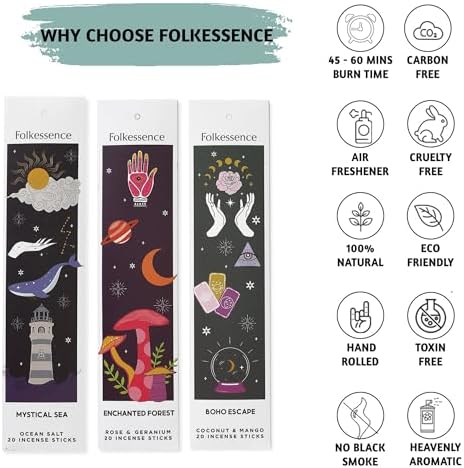 Folkulture Incense Sticks Set of 6 with 120 Sticks