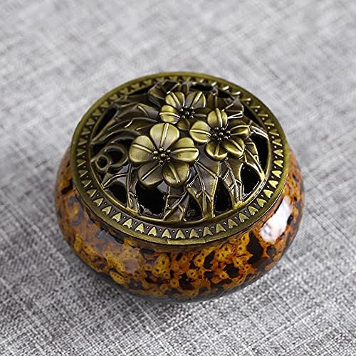 MENGSIYU Incense Cone Burner with Metal Holder and Fireproof Cotton