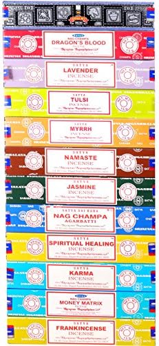 Satya Nag Champa Assorted Incense Sticks 12 Scents Set of 12