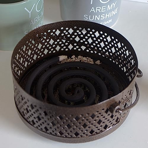 2 Pieces Mosquito Coil Holder Retro Portable Hanging Incense Burner with Handle Fireproof Holder for Home and Camping
