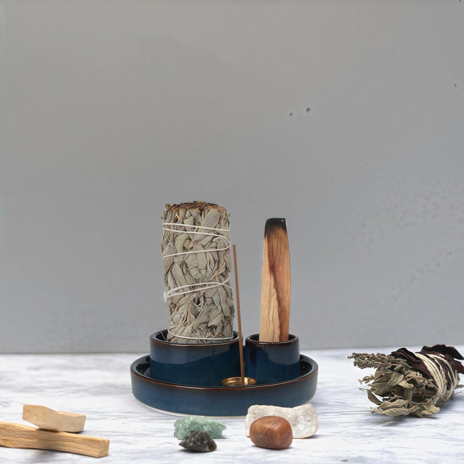Gramstormax 4 In 1 Incense Holder with 9 Holes Blue Reactive