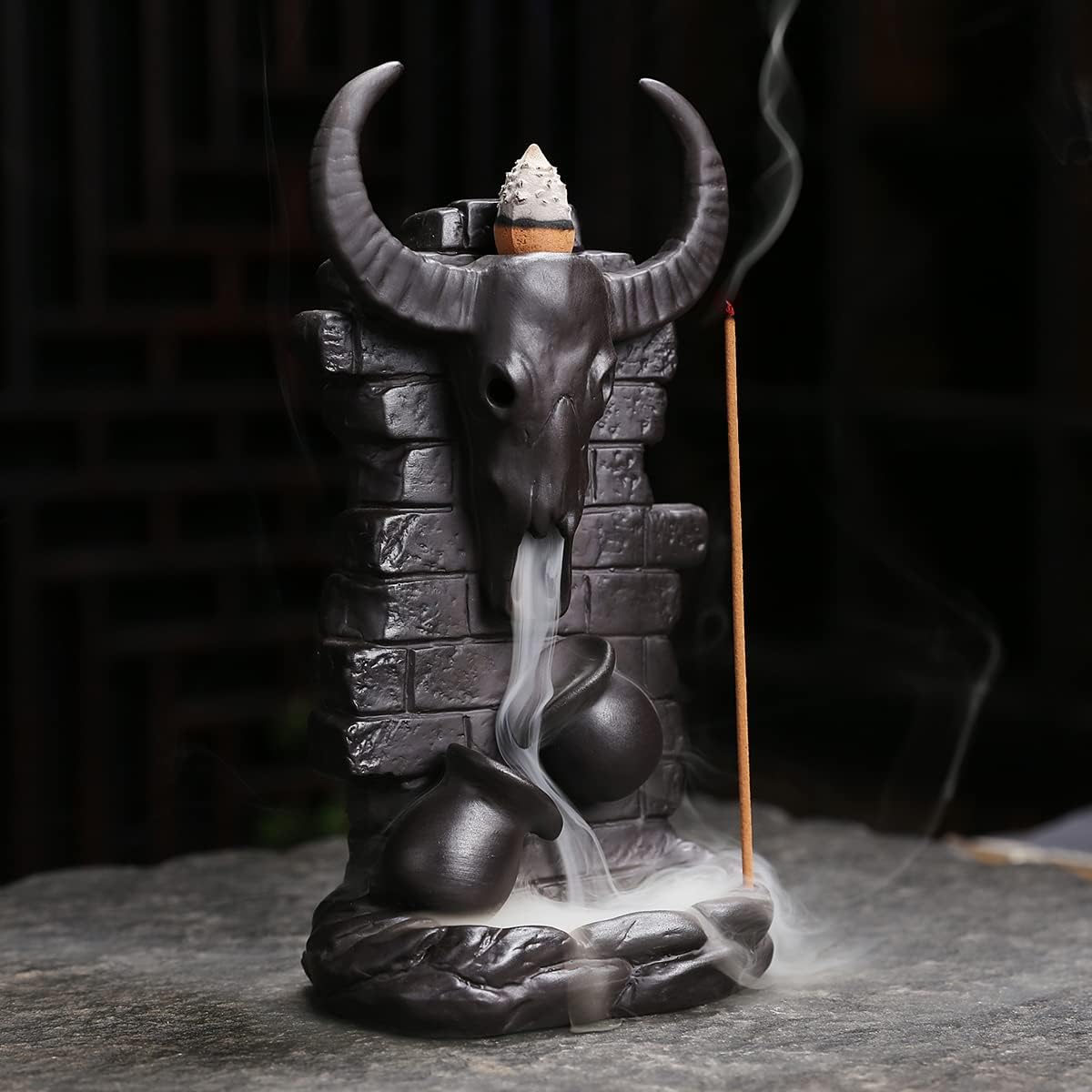 Cone Incense Holder Waterfall - Cool Smoke Backflowing Incense Burner Ceramic Fountain for Sticks and Cones