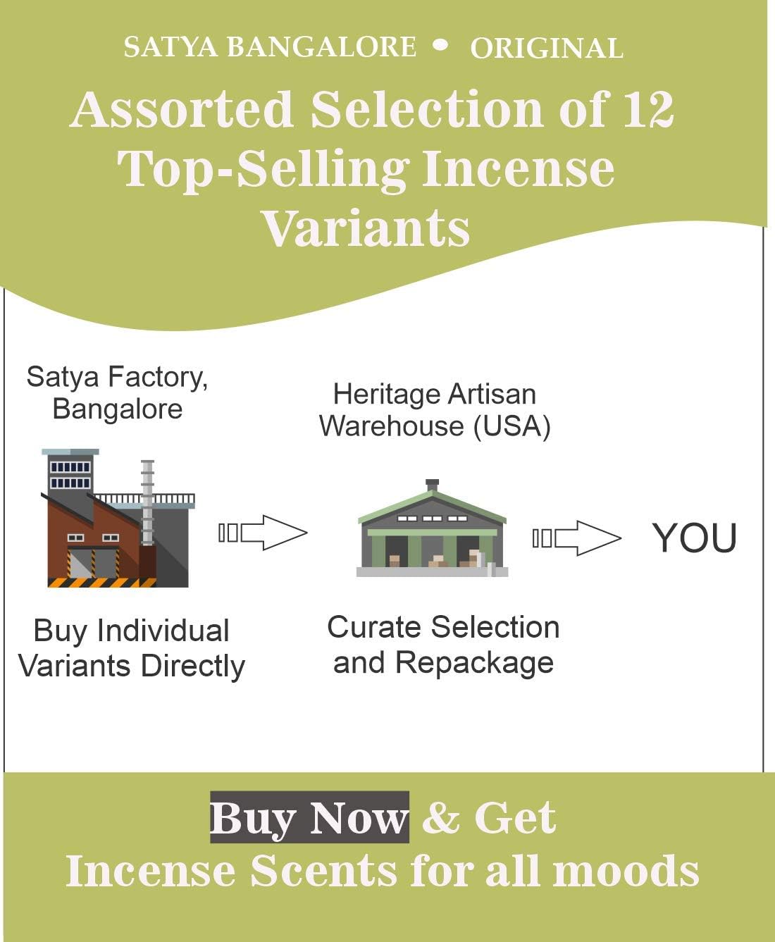 Satya Nag Champa Incense Sticks Variety Pack