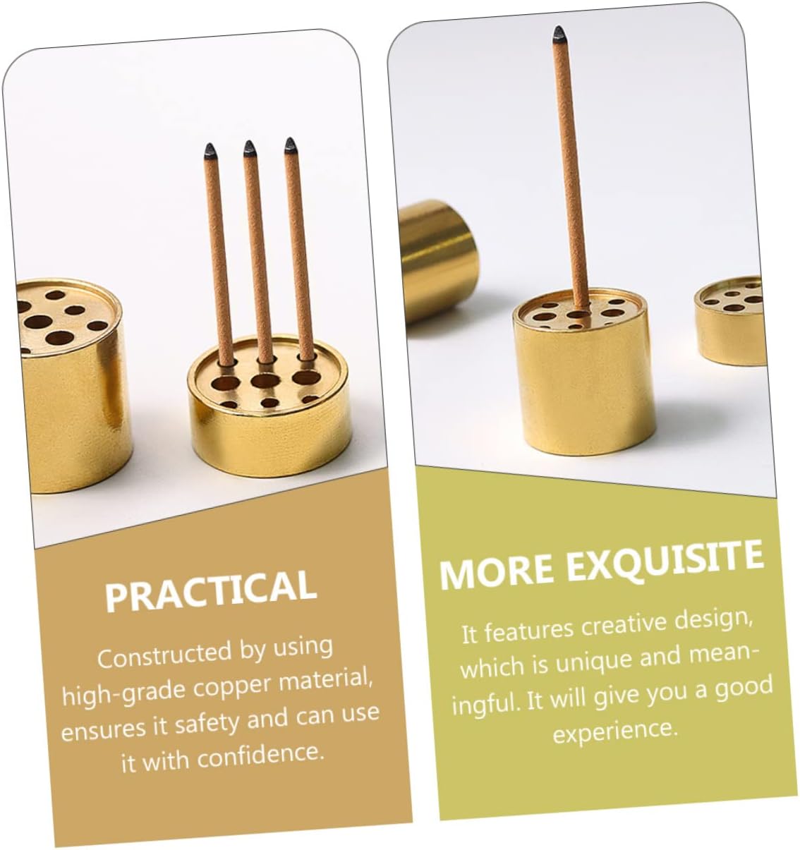 VOSAREA 4pcs Multi-Hole Incense Holder Brass Tower
