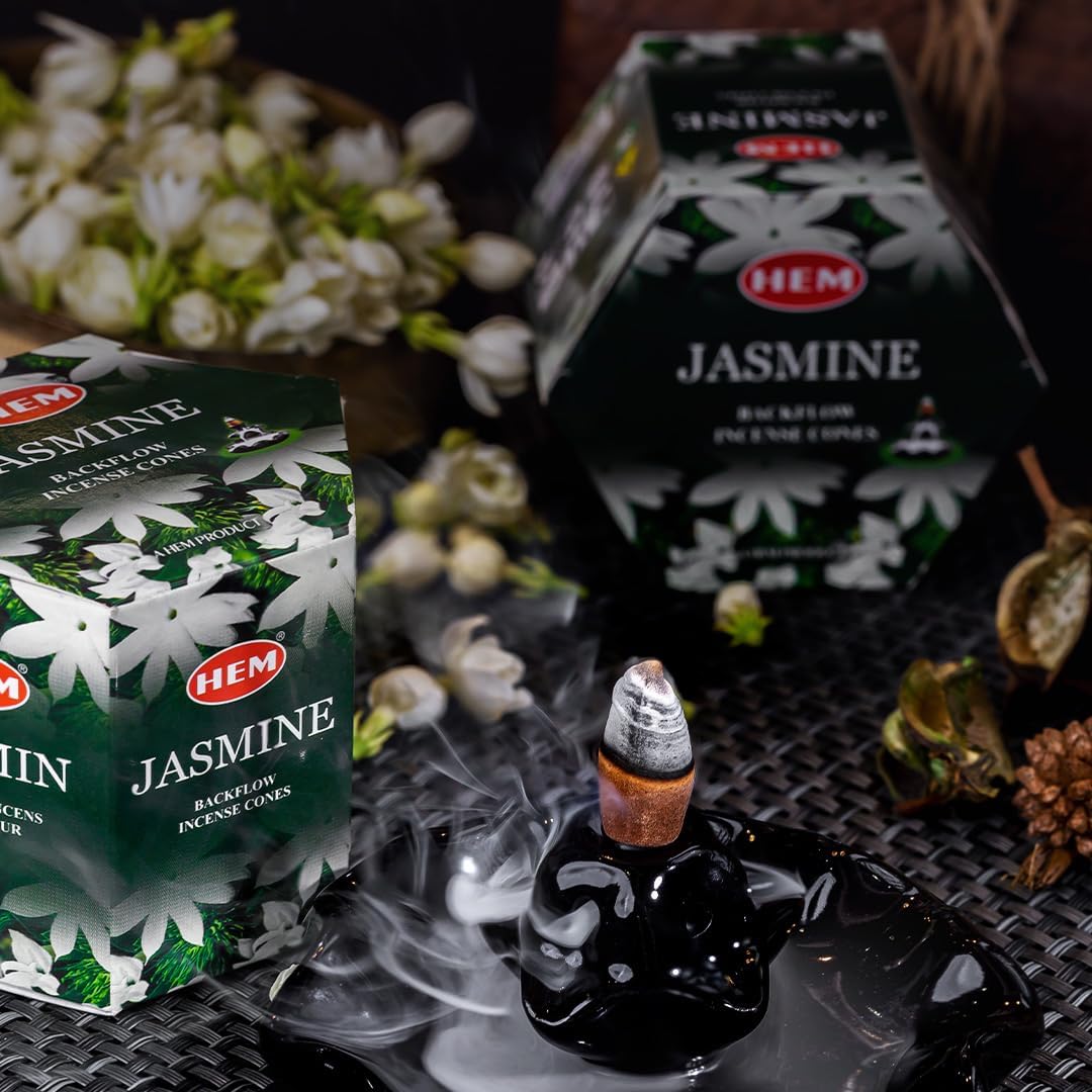HEM Jasmine Backflow Brown Incense Cones - Pack of 40