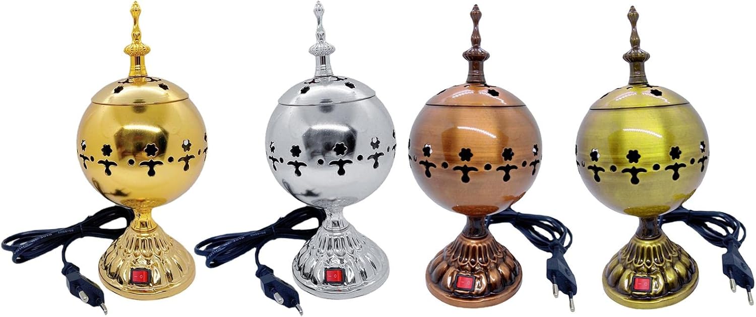 Electric Incense Burner with Gold Finish for Home and Yoga
