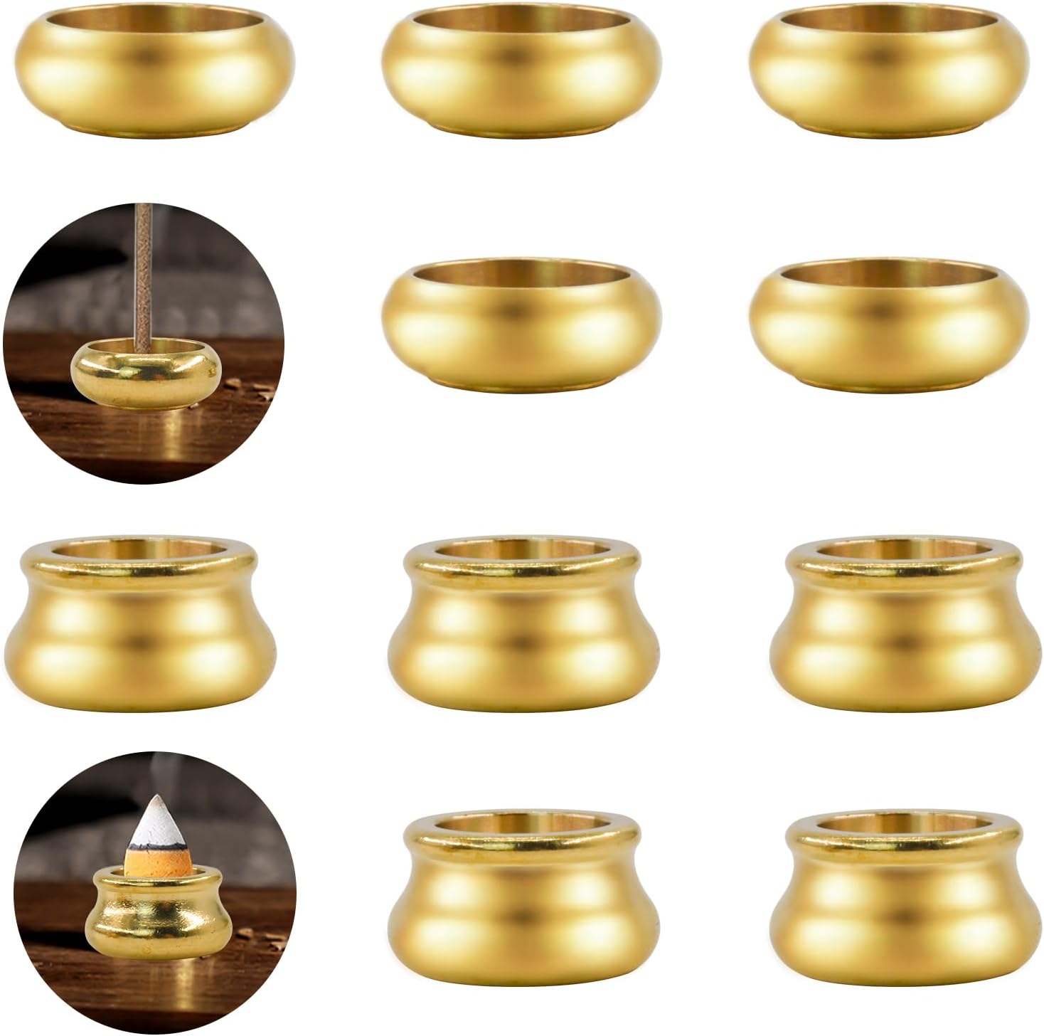 MrMrKura 12 Pcs Brass Incense Holder Set