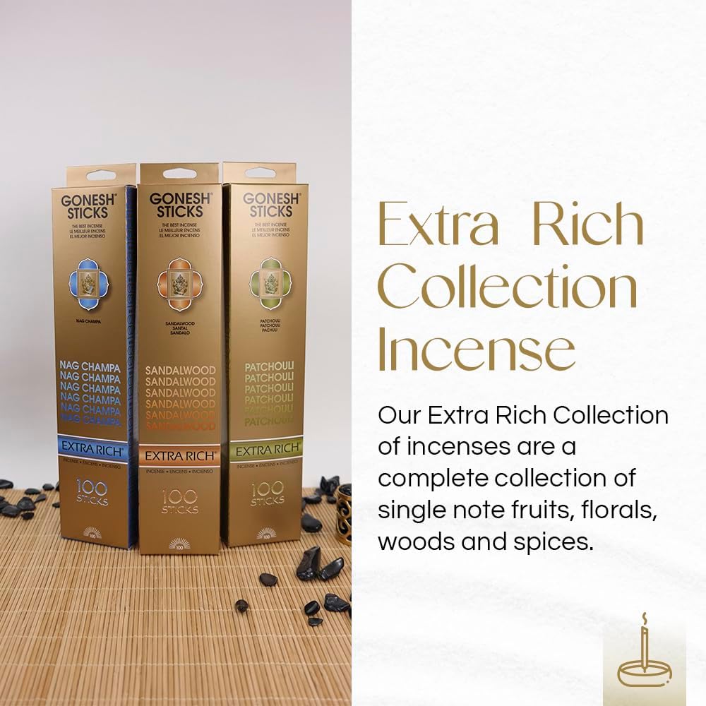 Gonesh Extra Rich Scented Incense Sticks 100 Pack Patchouli