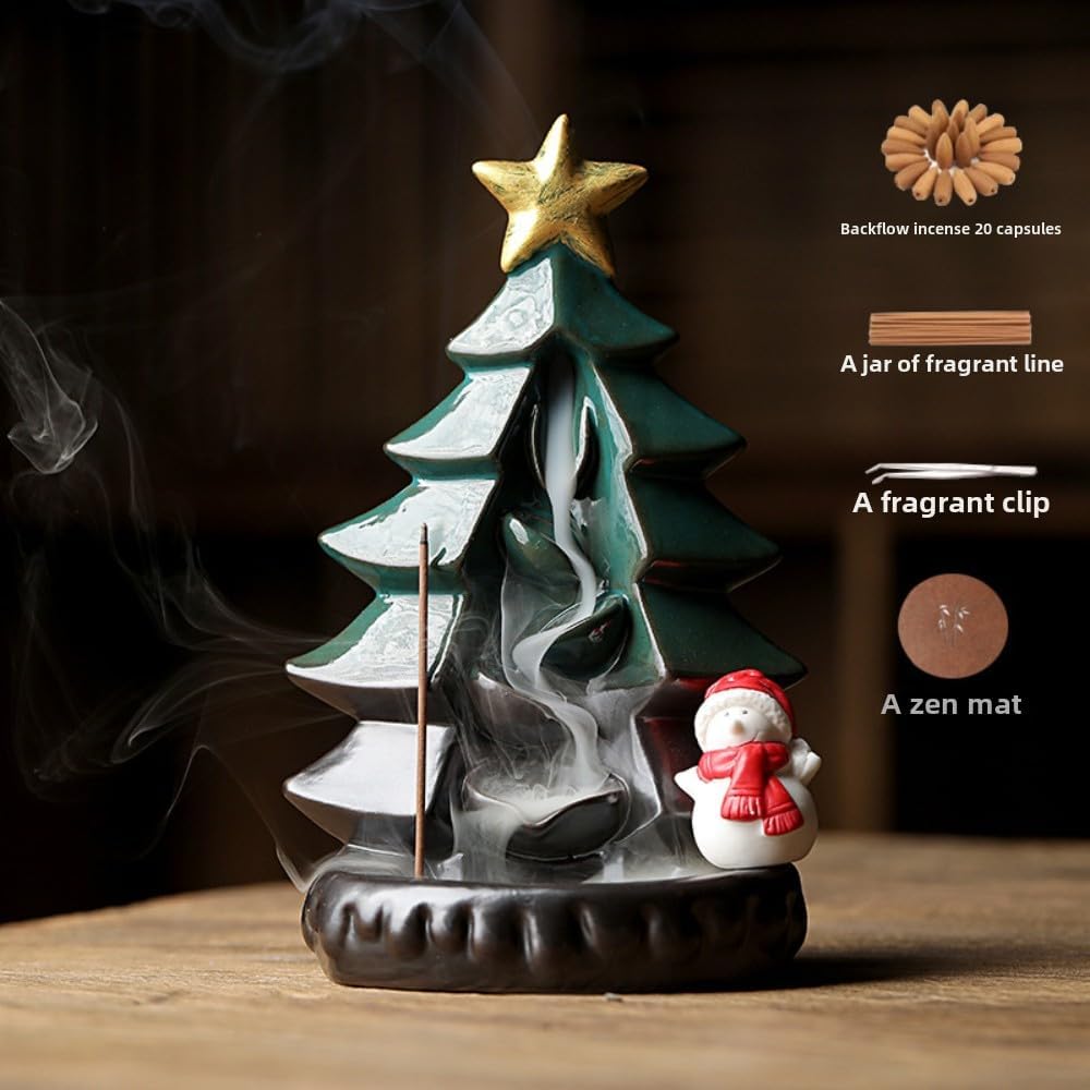 Ceramic Waterfall Incense Burner - Green