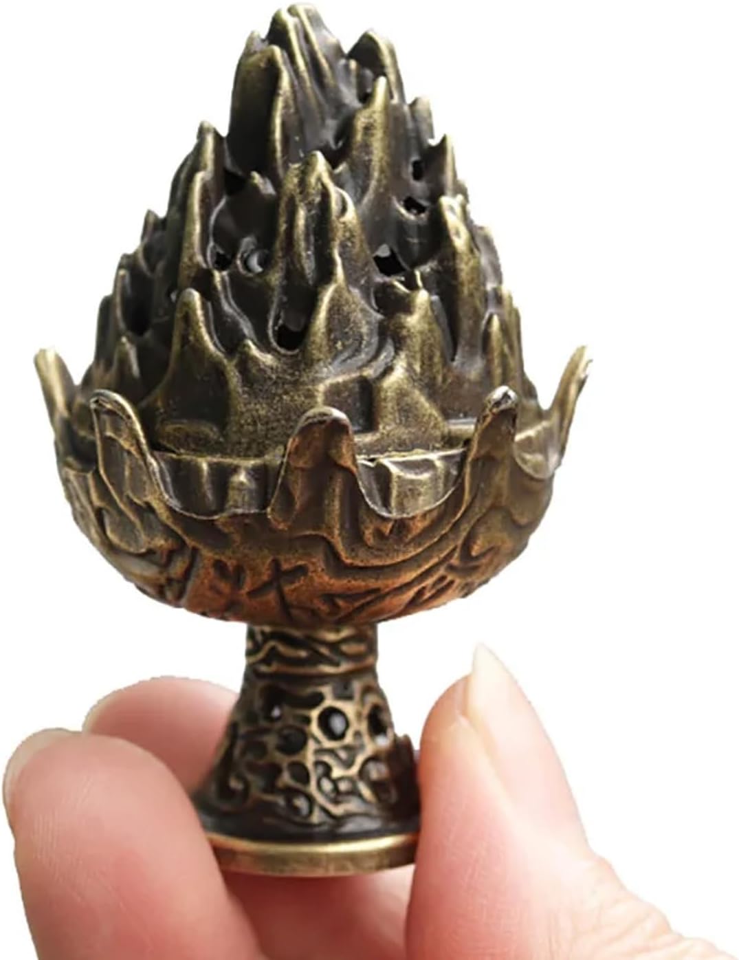3PCS Mini Brass Lotus Incense Holder Set for Home Office Decor