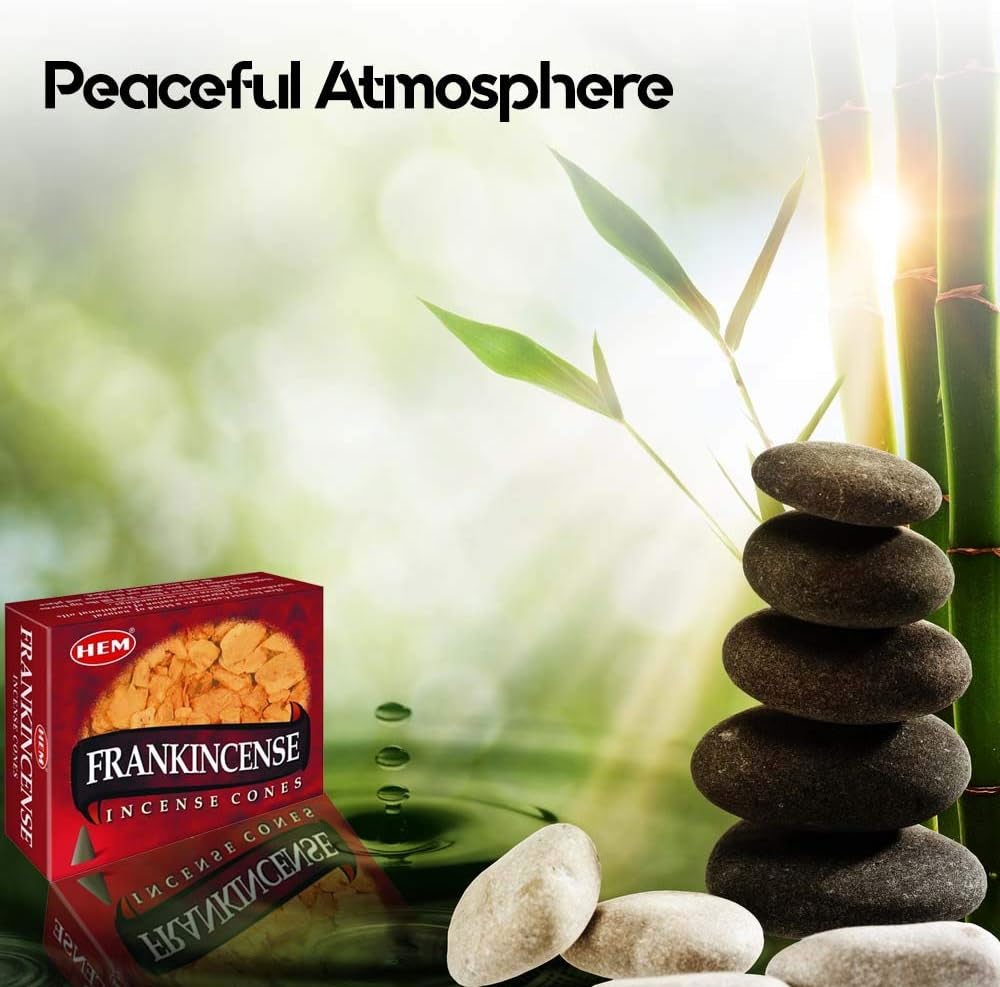 HEM Frankincense Incense Cones 120 Count for Positivity and Relaxation