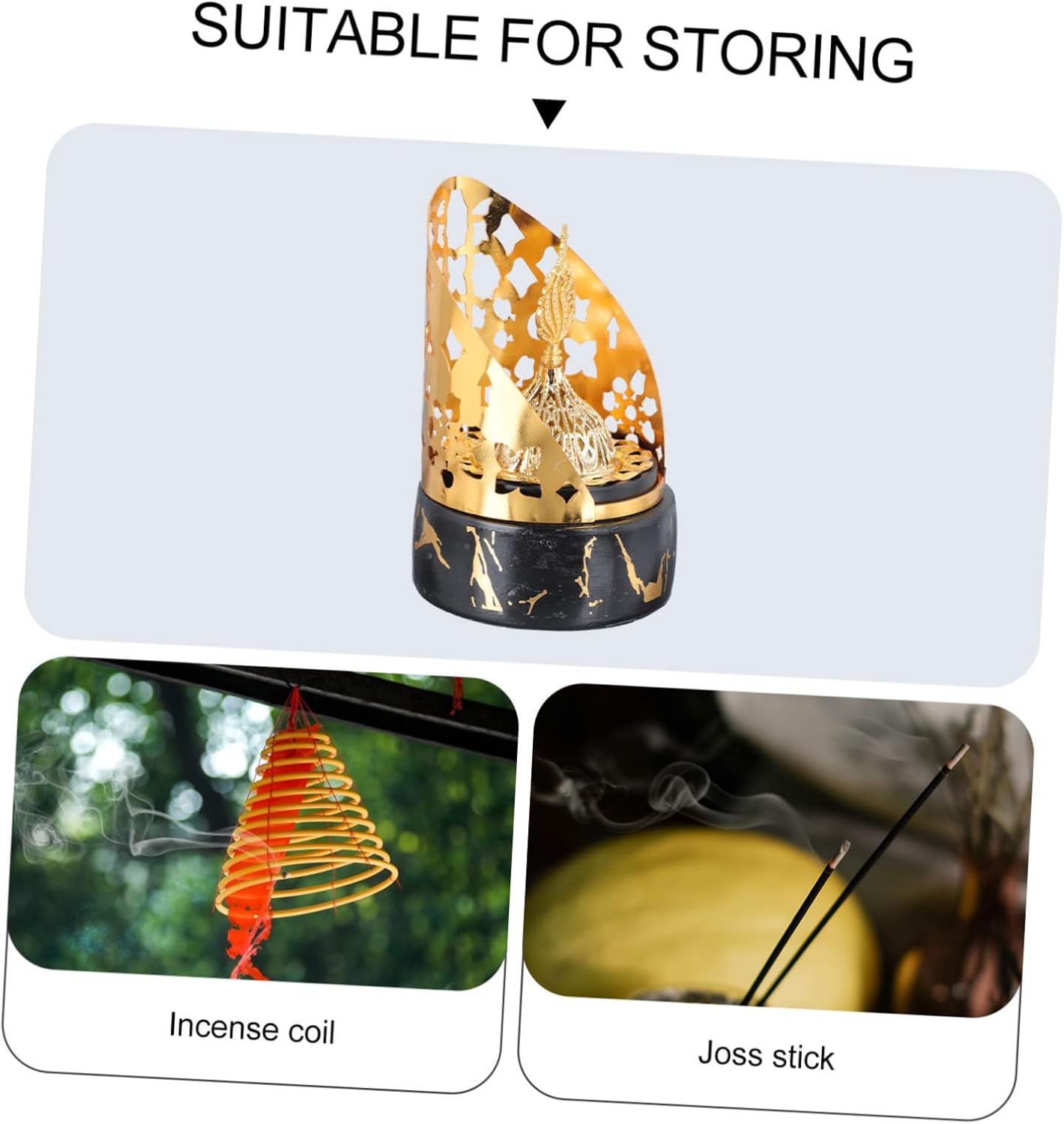 ABOOFAN Incense Burner with Bakhoor Holder Home Decor Aromatherapy Desktop Office Alloy Tray