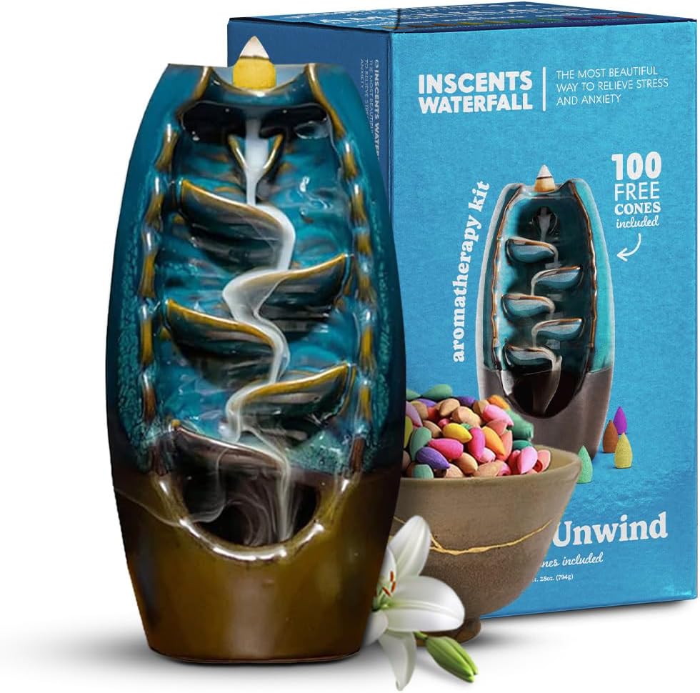 INSCENTS WATERFALL Ceramic Incense Holder with Backflow Design