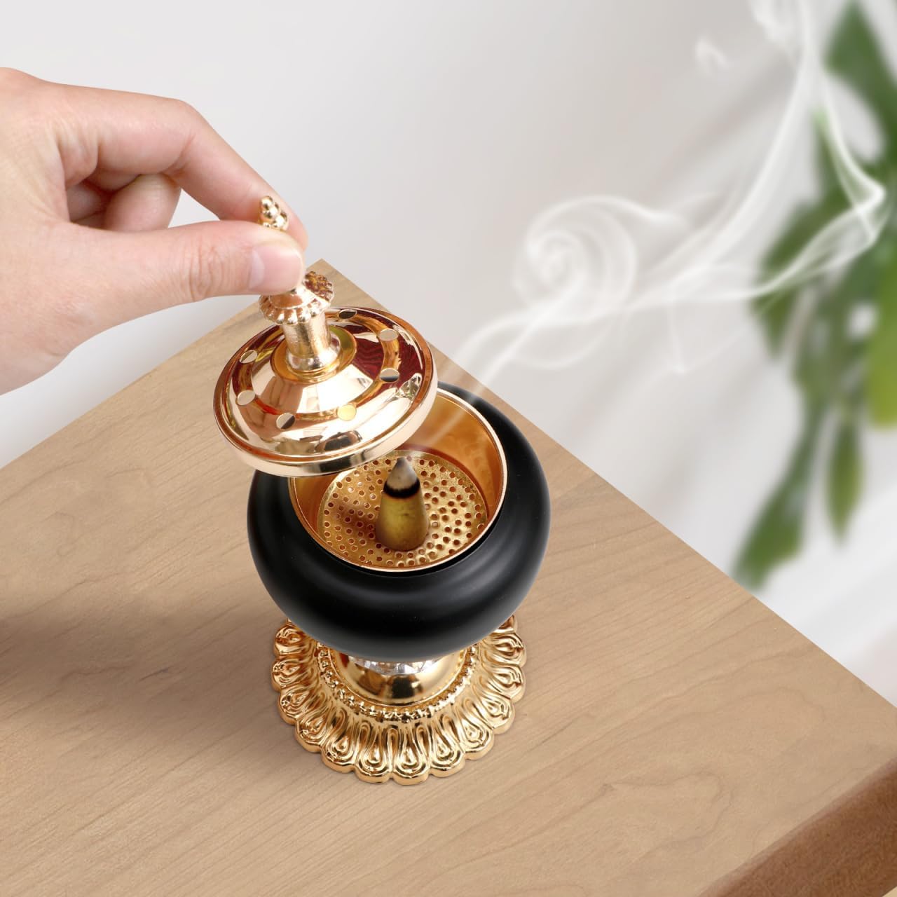 PRETYZOOM Resin Incense Burner with Handle