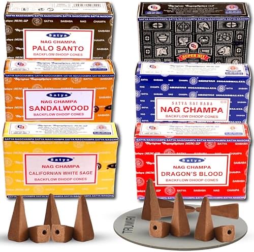 TRUMIRI Variety Pack Backflow Incense Cones for Waterfall Fountain - Pack of 6