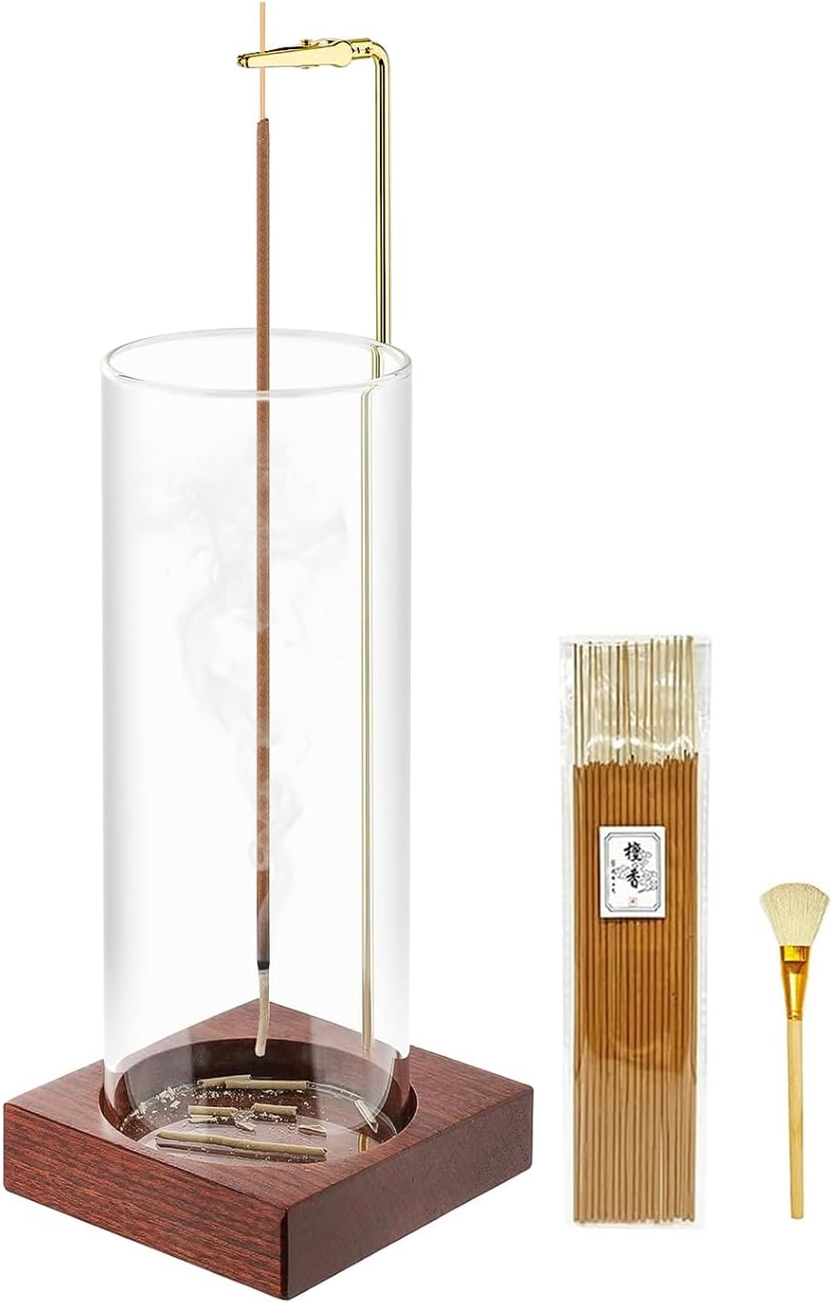 MACUSOO Incense Holder with 20 Sticks and Glass Ash Catcher