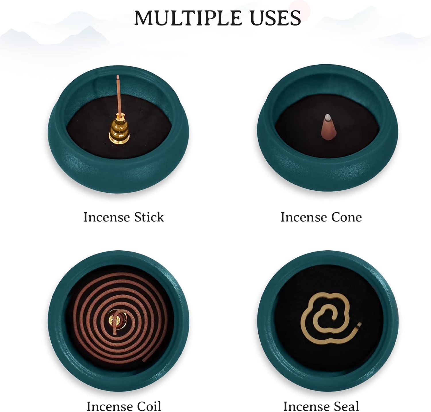 Coil Incense Burner with Fireproof Pad and Alloy Lid