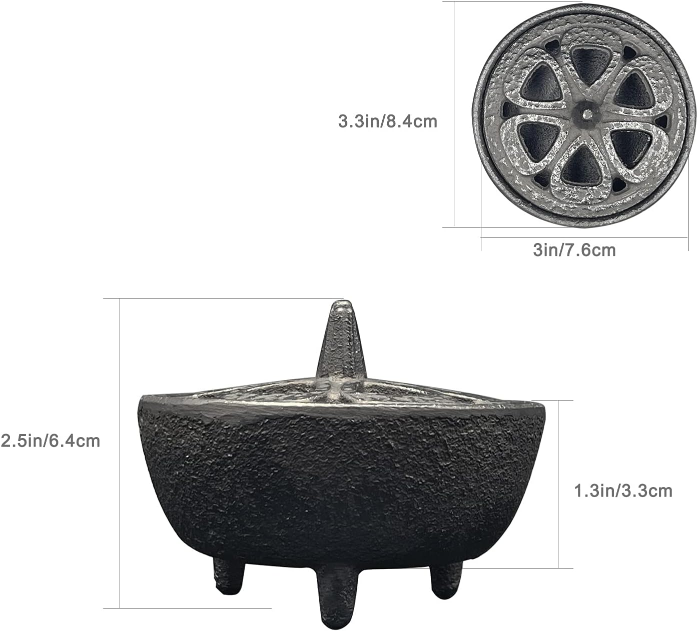 Cast Iron Incense Burner with Lid and Holder