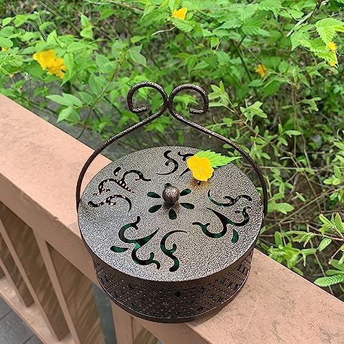 2 Pieces Mosquito Coil Holder Retro Portable Hanging Incense Burner with Handle Fireproof Holder for Home and Camping
