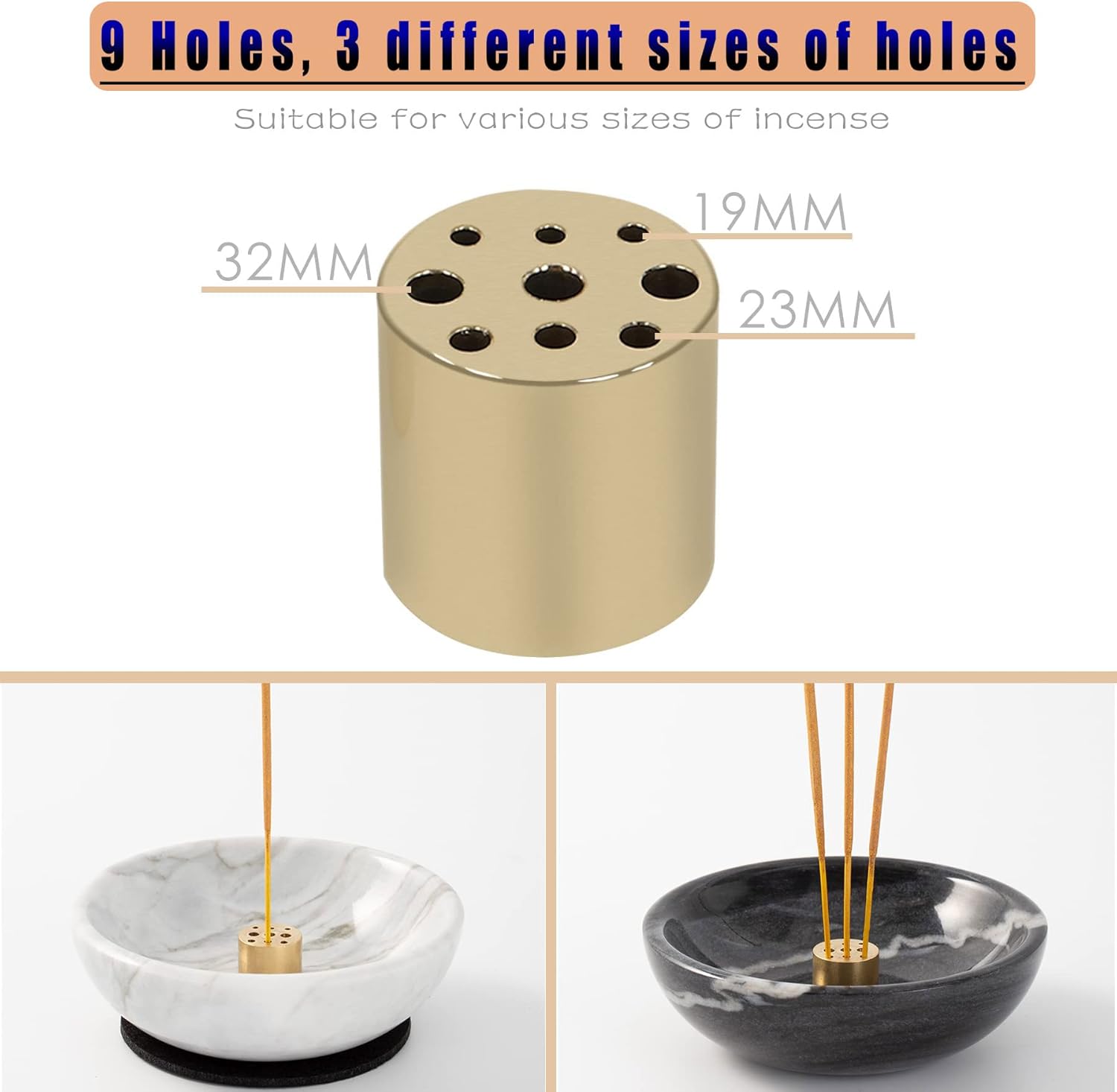 Natural Marble Incense Holder with 9 Holes