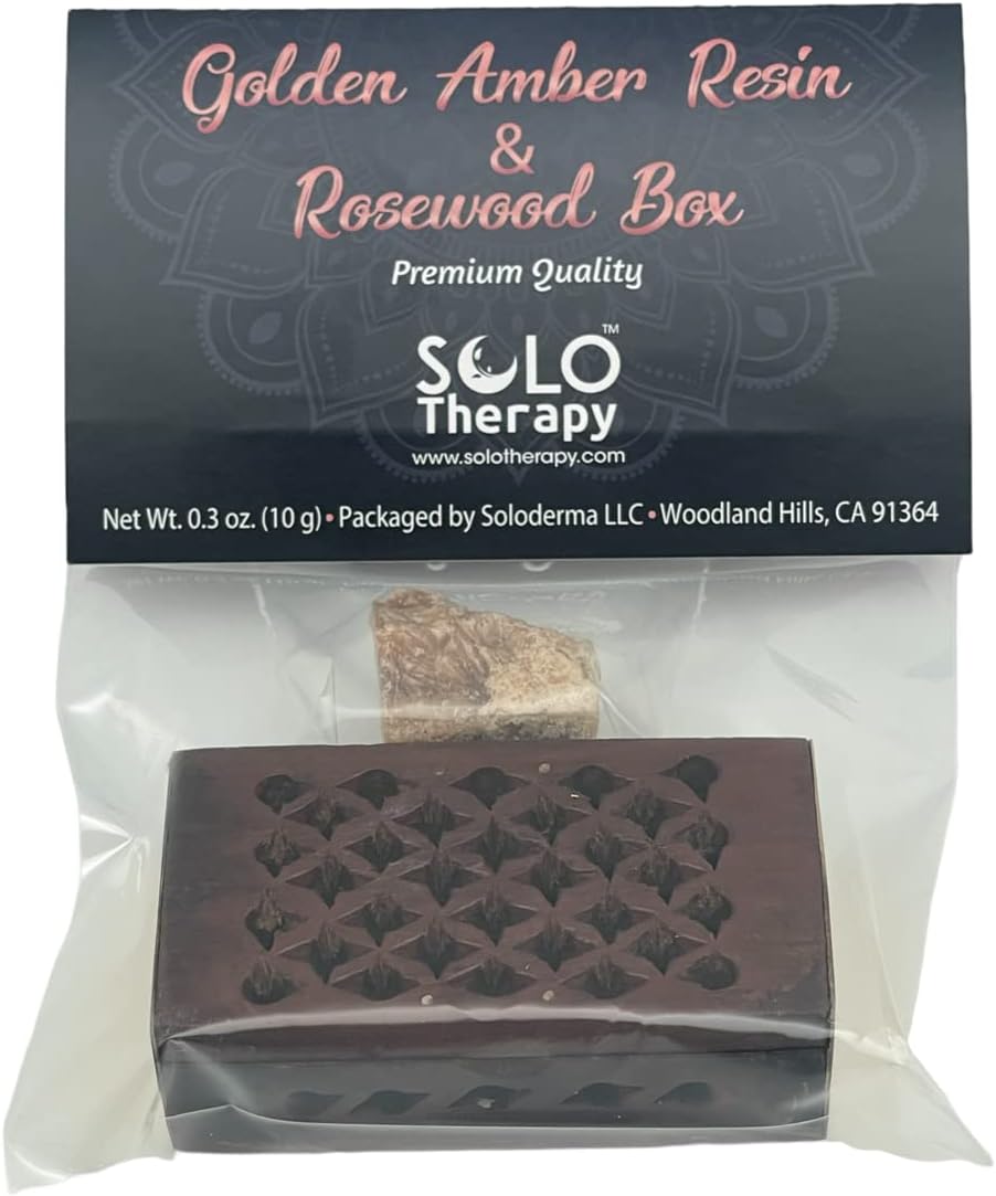 Golden Amber 10 Grams with Rosewood Box for Meditation and Purification