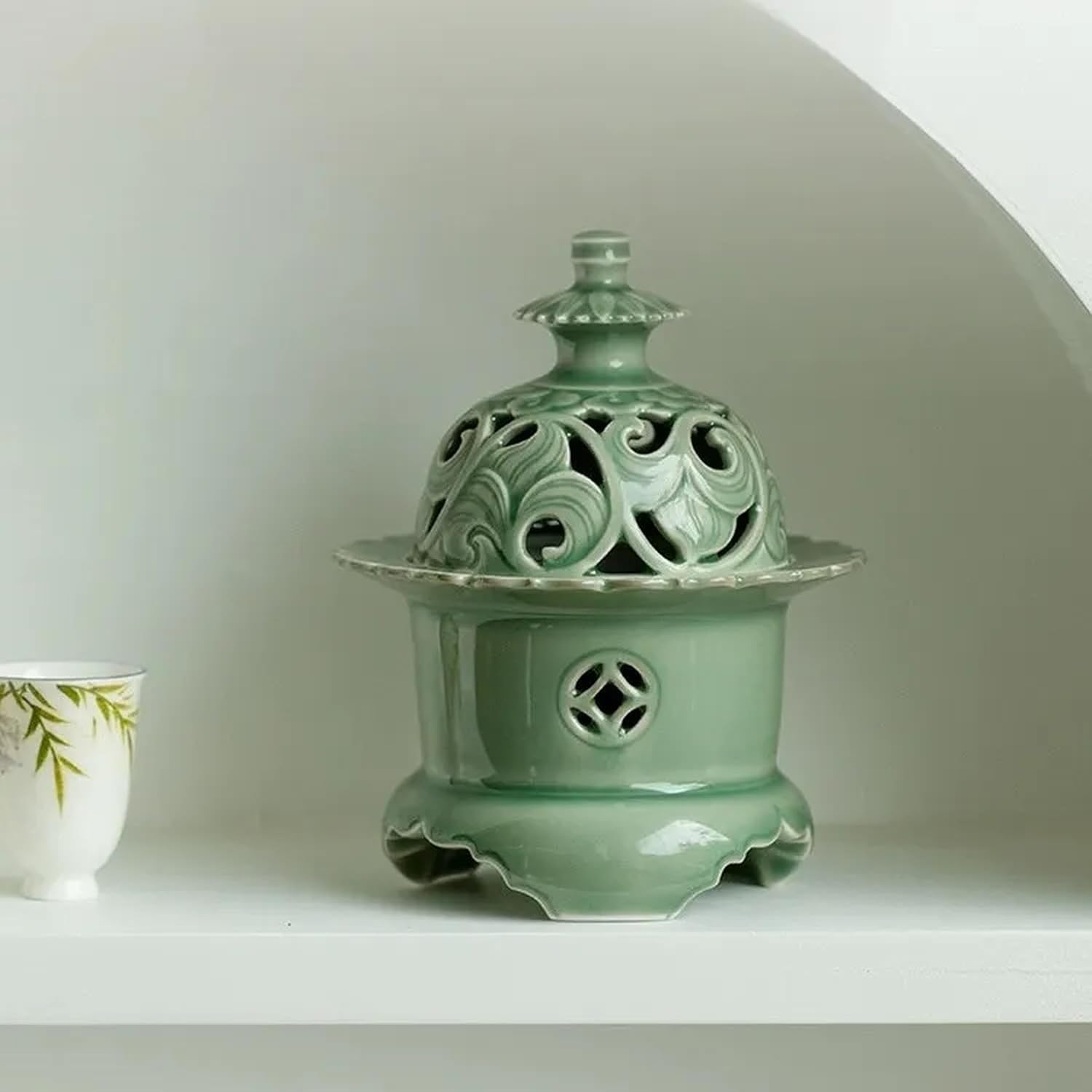 Hermit Life Celadon Three-Legged Incense Burner
