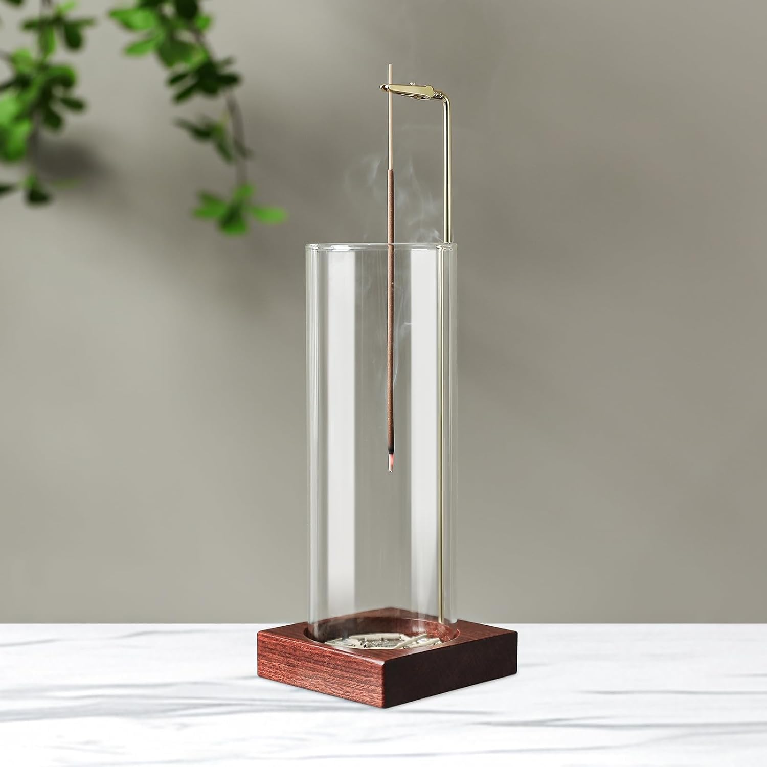 MACUSOO Incense Holder with 20 Sticks and Glass Ash Catcher