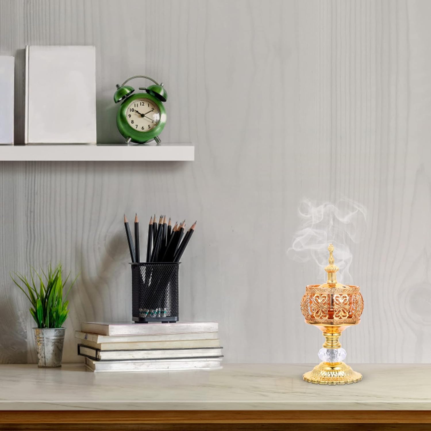 HOMSFOU Vintage Lace Incense Burner Wrought Iron Decor