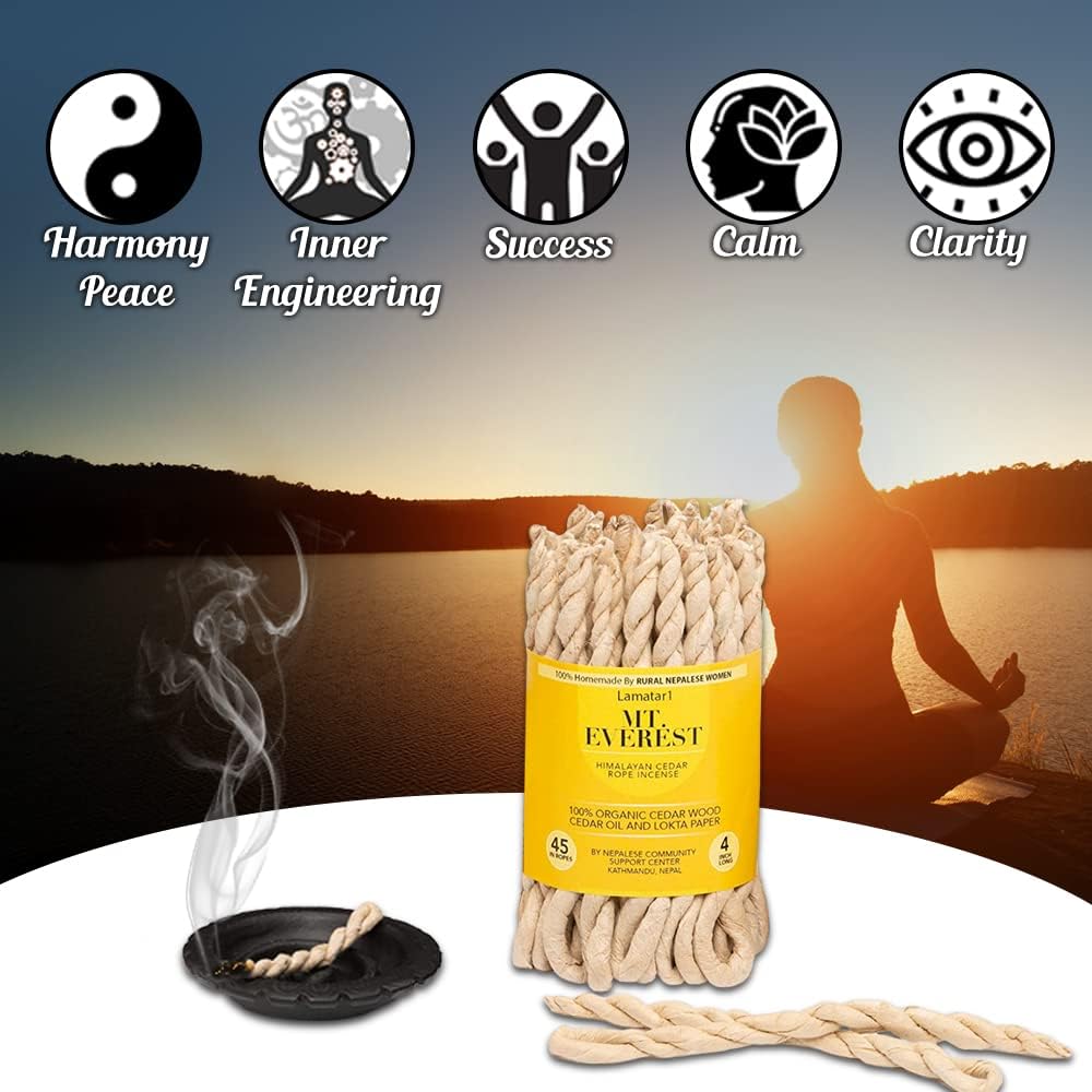 Himalayan Cedar Rope Incense Bundle 45 Ropes Natural Eco-Friendly
