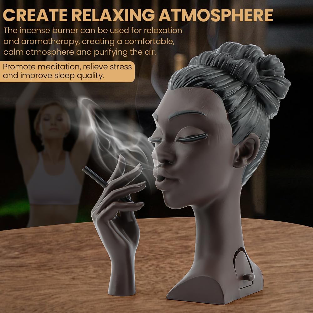 Elegant Black Woman Incense Burner for Home Decor