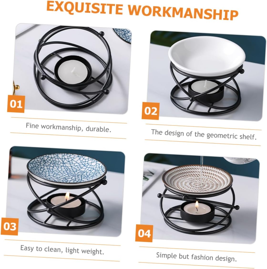 Amosfun Elegant Desktop Incense Burner Candle Holder