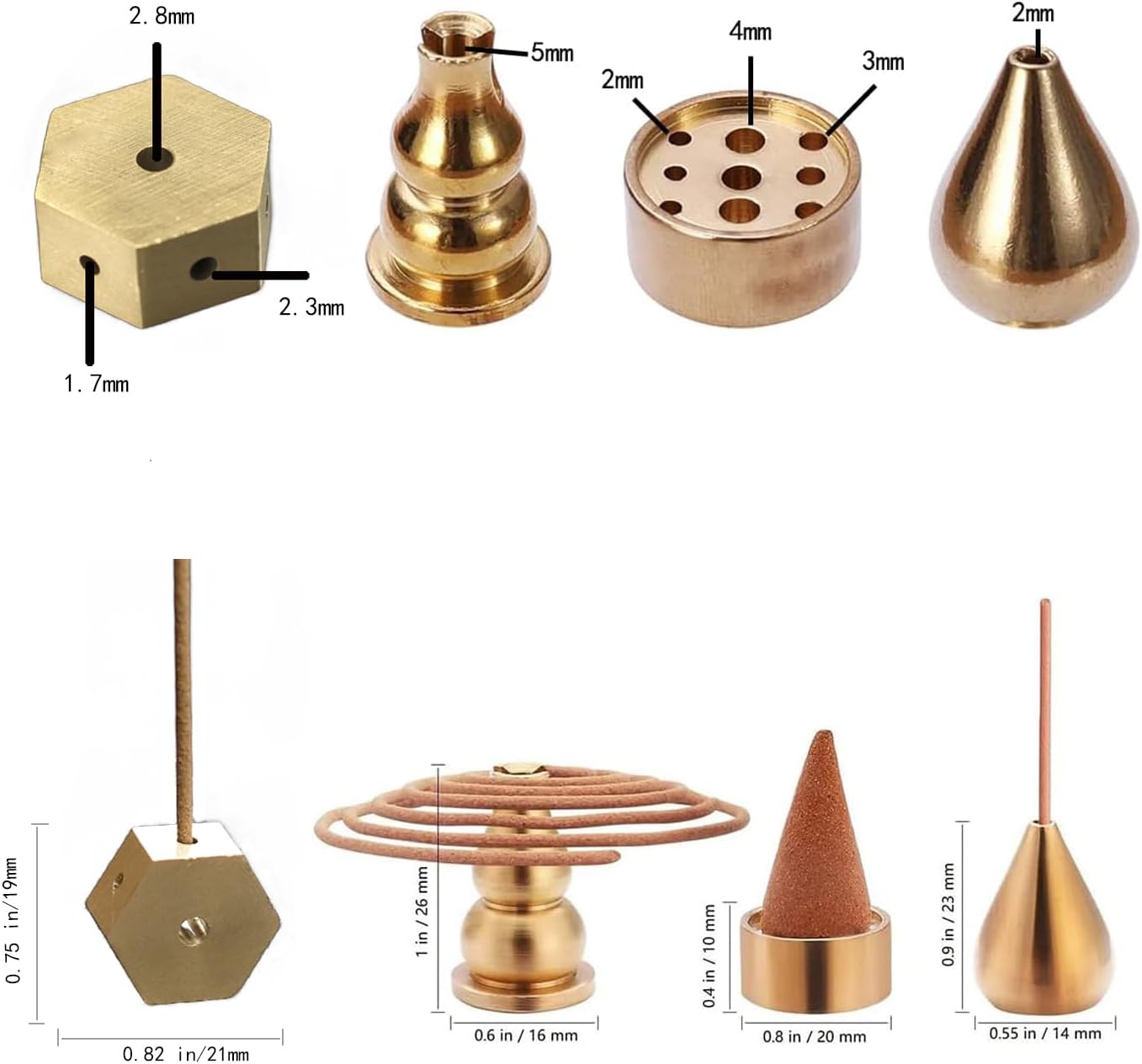 CHENSHUO Brass Incense Burner with 4 Styles